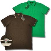 View Item Classic Ben Sherman Mod Pique Tipped S/S Polo Shirt Emerald Green / Choc Brown
